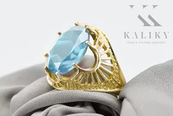 Аквамарин 14K Жовте золото Каблучка Вінтаж вироби vrc003y